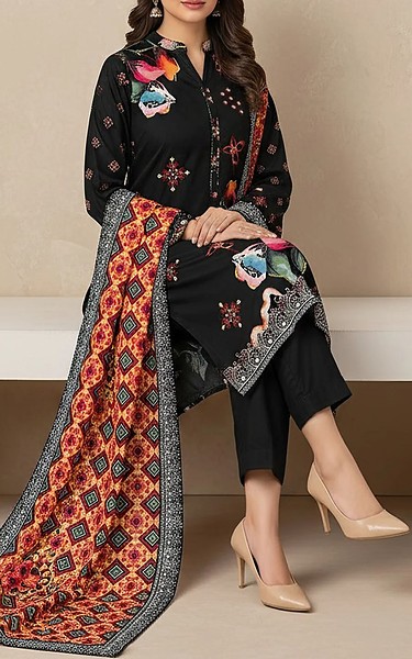 Motifz Black Khaddar Suit | Pakistani Winter Dresses in USA- Image 2