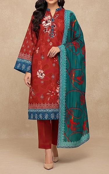 Motifz Cornell Red Khaddar Suit | Pakistani Winter Dresses in USA- Image 1