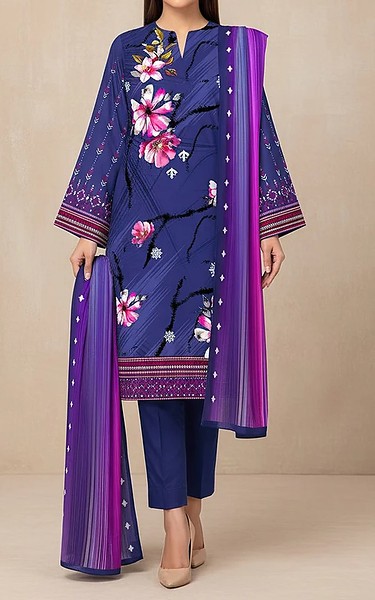 Motifz Dark Slate Blue Khaddar Suit | Pakistani Winter Dresses in USA- Image 1