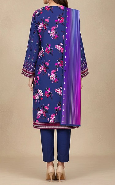 Motifz Dark Slate Blue Khaddar Suit | Pakistani Winter Dresses in USA- Image 2