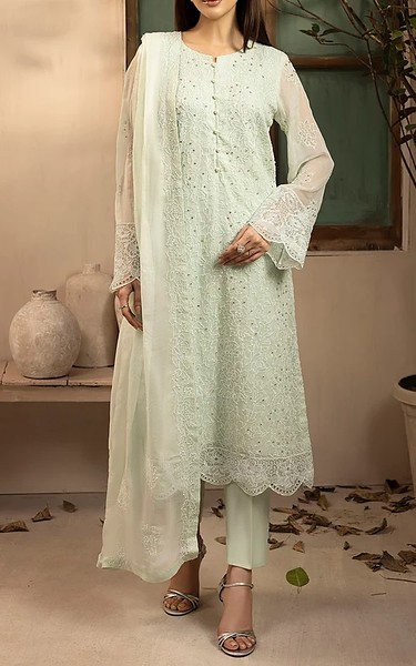 Motifz Light Green Chiffon Suit | Pakistani Embroidered Chiffon Dresses USA- Image 1