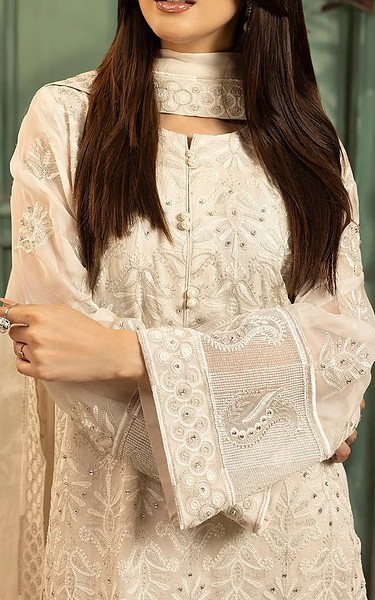 Motifz Off-white Chiffon Suit | Pakistani Embroidered Chiffon Dresses USA- Image 2