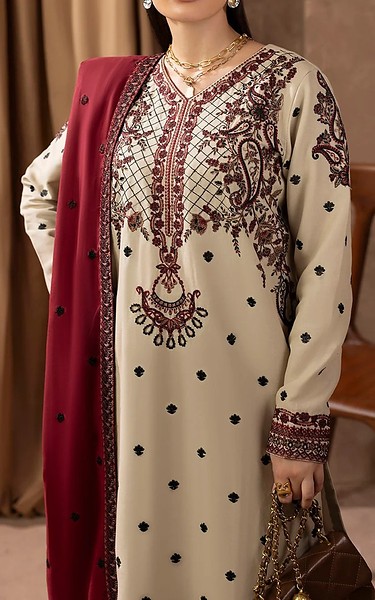 Motifz Off White Khaddar Suit | Pakistani Winter Dresses in USA- Image 2