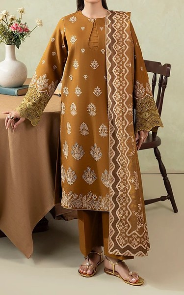 Motifz Bronze Khaddar Suit | Pakistani Winter Dresses in USA- Image 1