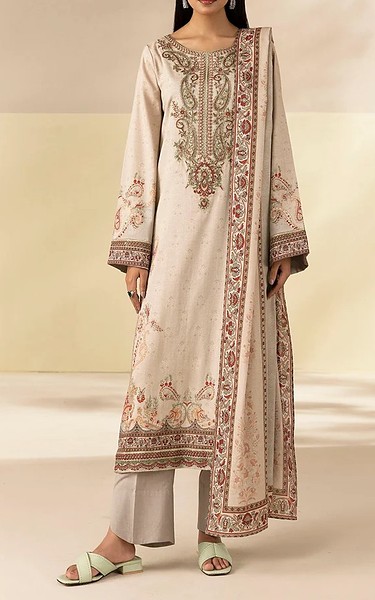 Motifz Beige Linen Suit | Pakistani Winter Dresses in USA- Image 1