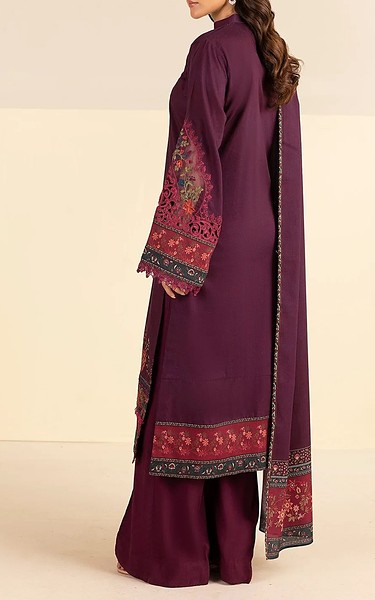 Motifz Wine Berry Linen Suit | Pakistani Winter Dresses in USA- Image 2