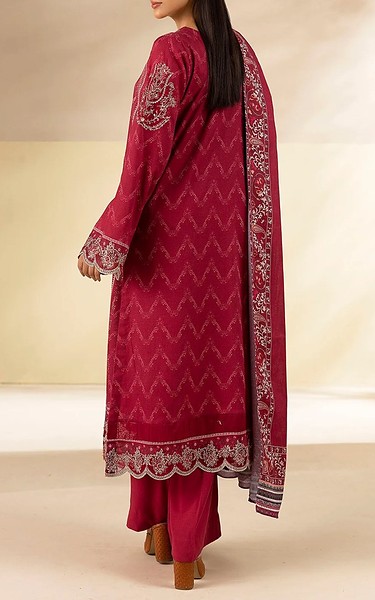 Motifz Deep Carmine Linen Suit | Pakistani Winter Dresses in USA- Image 2
