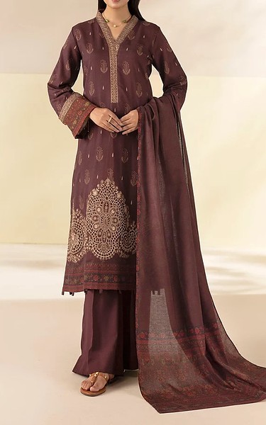 Motifz Wine Linen Suit | Pakistani Winter Dresses in USA- Image 1