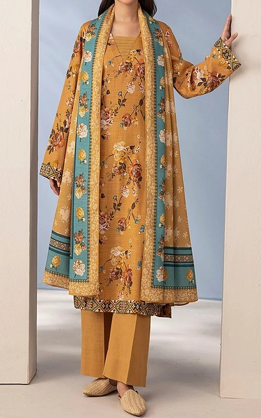 Motifz Pastel Orange Khaddar Suit | Pakistani Winter Dresses in USA- Image 1