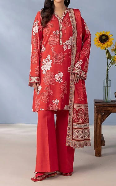 Motifz Persian Red Khaddar Suit | Pakistani Winter Dresses in USA- Image 1