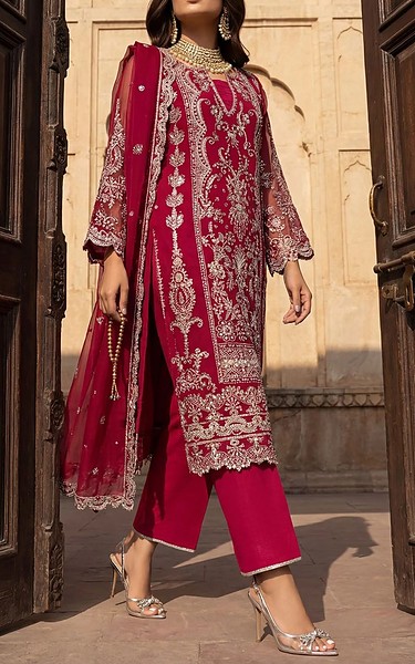 Motifz Magenta Chiffon Suit | Pakistani Embroidered Chiffon Dresses USA- Image 2
