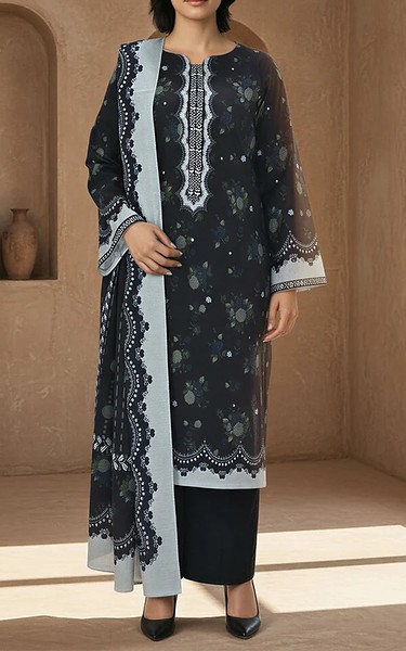 Motifz Black Khaddar Suit | Pakistani Winter Dresses in USA- Image 1