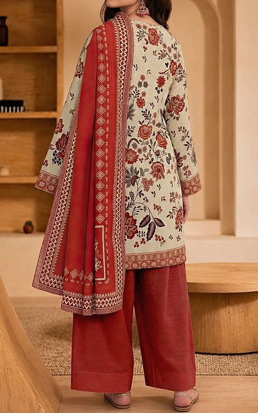 Motifz Beige/Falu Red Khaddar Suit | Pakistani Winter Dresses in USA- Image 2