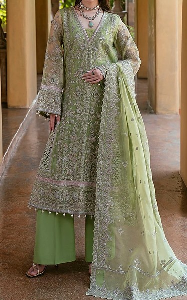 Motifz Mint Green Organza Suit | Pakistani Embroidered Chiffon Dresses USA- Image 1