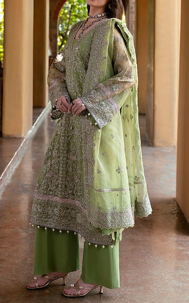 Motifz Mint Green Organza Suit | Pakistani Embroidered Chiffon Dresses USA- Image 2