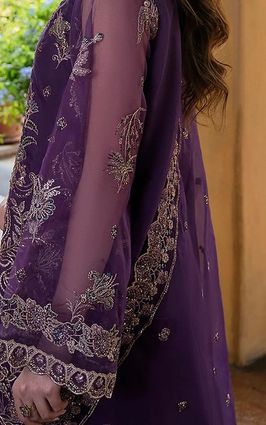 Motifz Purple Organza Suit | Pakistani Embroidered Chiffon Dresses USA- Image 3