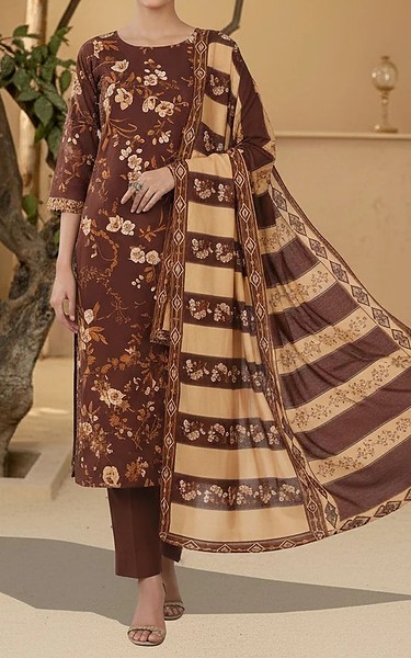 Motifz Wine Khaddar Suit | Pakistani Winter Dresses in USA- Image 1