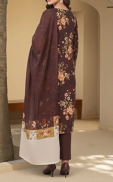 Motifz Wine Berry Khaddar Suit | Pakistani Winter Dresses in USA- Image 2