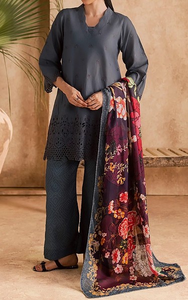 Motifz Charcoal Lawn Suit | Pakistani Lawn Dress in USA- Image 1
