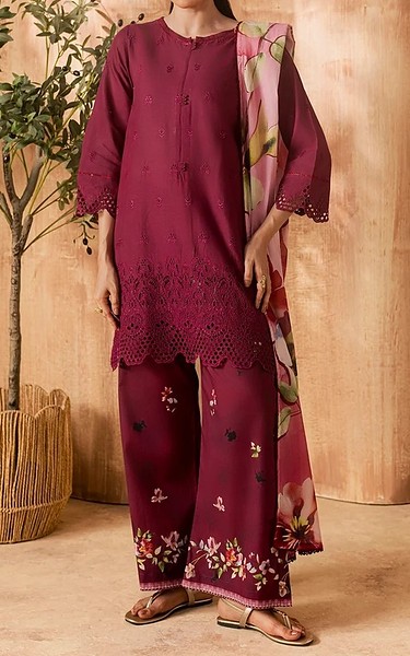 Motifz Wine Lawn Suit | Pakistani Lawn Dress in USA- Image 1
