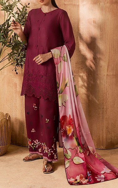 Motifz Wine Lawn Suit | Pakistani Lawn Dress in USA- Image 2