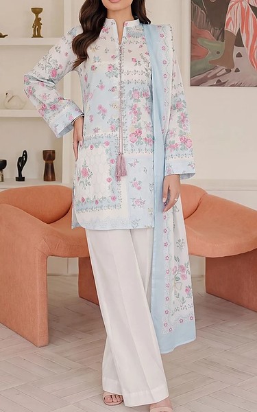 Motifz White/Blue Lawn Suit | Pakistani Lawn Dress in USA- Image 1