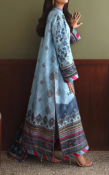 Mushq Baby Blue Raw Silk Suit | Pakistani Embroidered Chiffon Dresses USA- Image 2