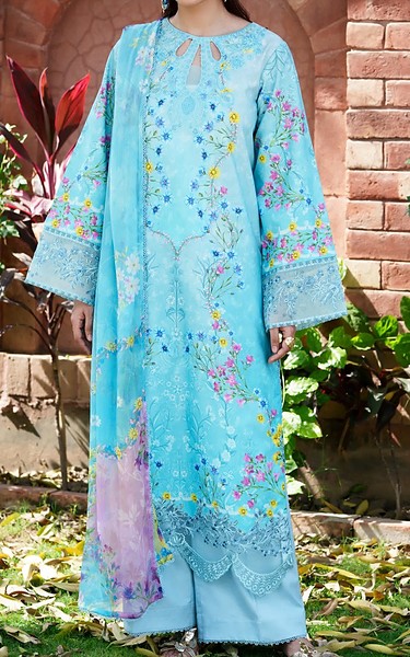 Neeshay Turquoise Lawn Suit | Pakistani Lawn Dress in USA- Image 1