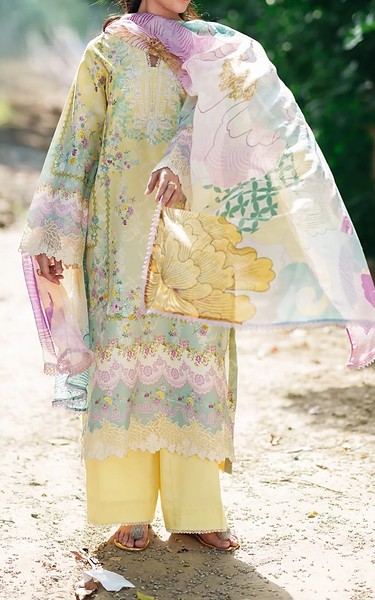 Neeshay Light Yellow/Summer Green Lawn Suit | Pakistani Lawn Dress in USA- Image 2