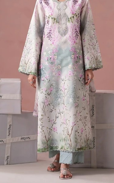 Neeshay Pink Flare/Summer Green Lawn Suit | Pakistani Lawn Dress in USA- Image 1