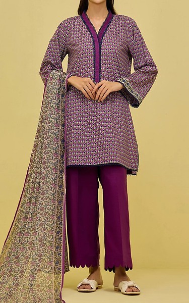 Orient Plum Lawn Suit | Pakistani Lawn Dress in USA- Image 1