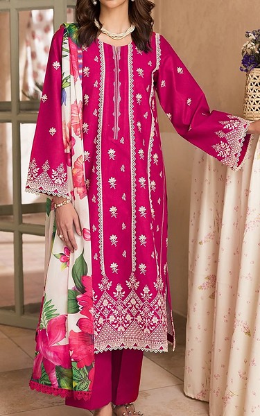 RajBari Hot Pink Lawn Suit | Pakistani Lawn Dress in USA- Image 1
