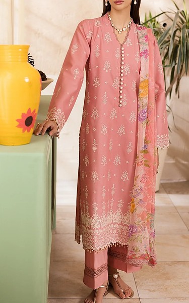 RajBari Salmon Pink Lawn Suit | Pakistani Lawn Dress in USA- Image 1