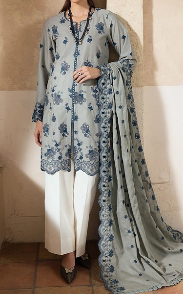RajBari Silver Lawn Suit | Pakistani Lawn Dress in USA- Image 1