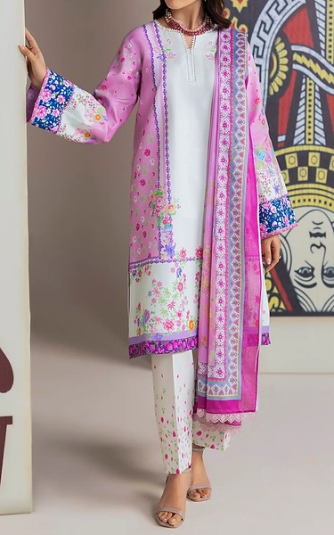 RajBari White/Pink Lawn Suit | Pakistani Lawn Dress in USA- Image 1