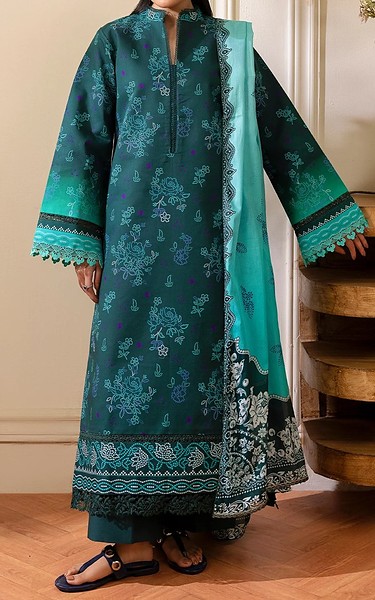 Rajbari Teal Lawn Suit | Pakistani Lawn Dress in USA- Image 1
