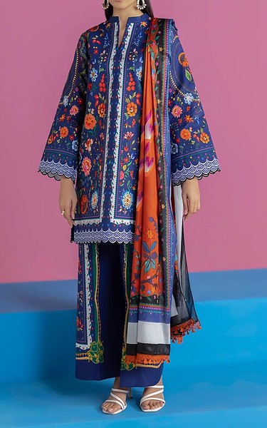 RajBari Navy Blue Lawn Suit | Pakistani Lawn Dress in USA- Image 1