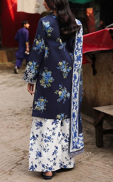 Rajbari Navy Blue Lawn Suit | Pakistani Lawn Dress in USA- Image 2