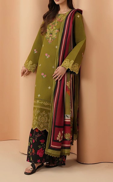 Rajbari Olive Green Lawn Suit | Pakistani Lawn Dress in USA- Image 2
