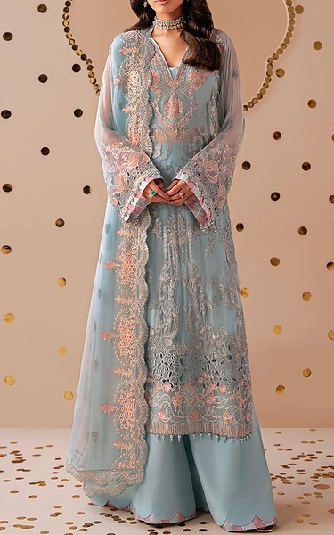 Ramsha Skin Chiffon Suit | Pakistani Embroidered Chiffon Dresses USA- Image 3