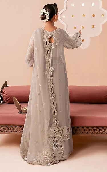 Ramsha Light Grey Chiffon Suit | Pakistani Embroidered Chiffon Dresses USA- Image 2