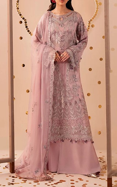 Ramsha Rose Pink Chiffon Suit | Pakistani Embroidered Chiffon Dresses USA- Image 1