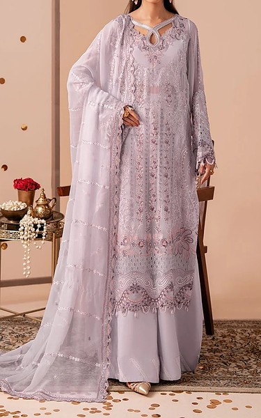 Ramsha Lilac Chiffon Suit | Pakistani Embroidered Chiffon Dresses USA- Image 1