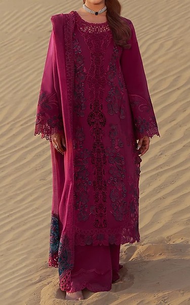 Rang Rasiya Dark Raspberry Lawn Suit | Pakistani Lawn Dress in USA- Image 1