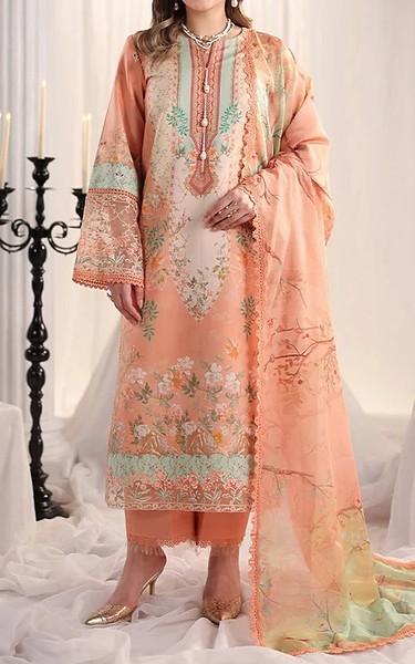 Rang Rasiya Light Salmon Lawn Suit | Pakistani Lawn Dress in USA- Image 1