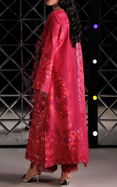 Rang Rasiya Cardinal Raw Silk Suit | Pakistani Embroidered Chiffon Dresses USA- Image 3
