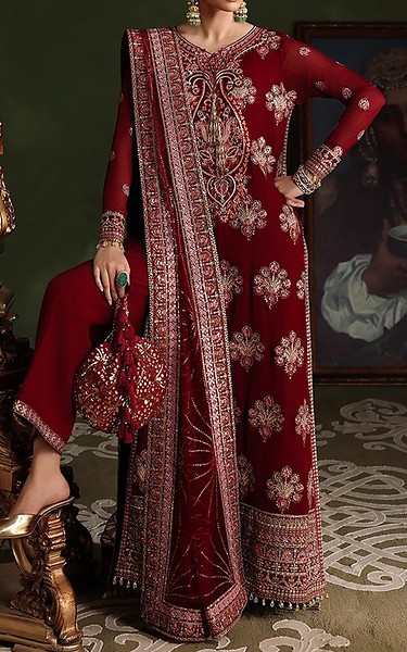 Roheenaz Maroon Chiffon Suit | Pakistani Embroidered Chiffon Dresses USA- Image 2