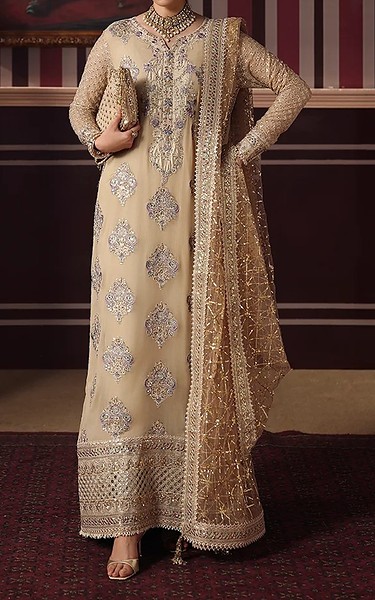 Roheenaz Ivory Chiffon Suit | Pakistani Embroidered Chiffon Dresses USA- Image 1