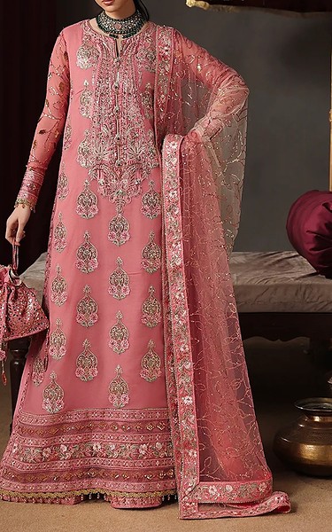 Roheenaz Pink Chiffon Suit | Pakistani Embroidered Chiffon Dresses USA- Image 1