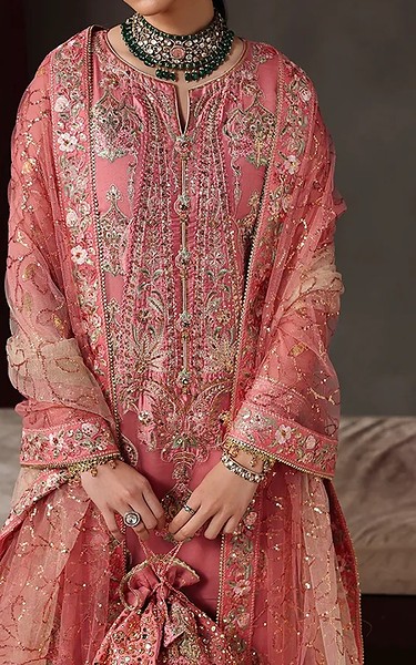 Roheenaz Pink Chiffon Suit | Pakistani Embroidered Chiffon Dresses USA- Image 3
